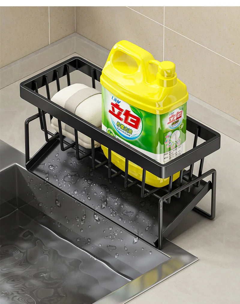 Sink Cleaning Tools Storage Rack Kitchen Multifunctional Stainless Steel Drain Rack for Sponge Cleanser Organiser Rag Hanger