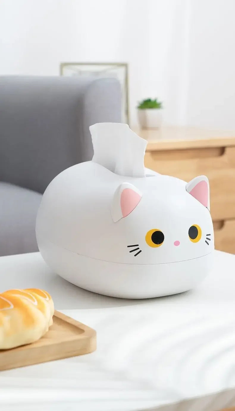 Kawaii Cat Tissue Box Living room Napkin Storage Box Kitchen Paper Container