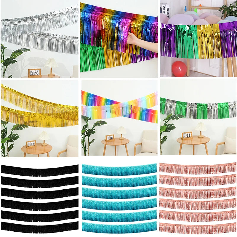 30x300CM Foil Fringe Garland – Streamer Curtain Banner for Wedding, Birthday, and Party Decorations