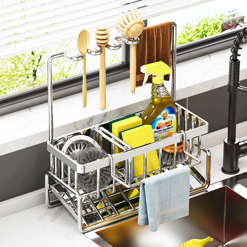 Stainless Steel Storage Shelf, Metal Kitchen Organiser Rack for Pantry, Bathroom, Office, Heavy Duty & Space Saving