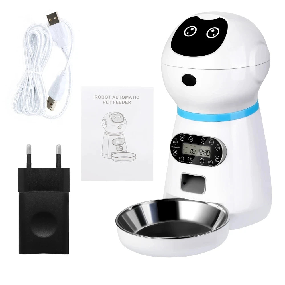Automatic Pet Feeder with Timer & Voice Recorder – Portion Control Food Dispenser for Dogs & Cats