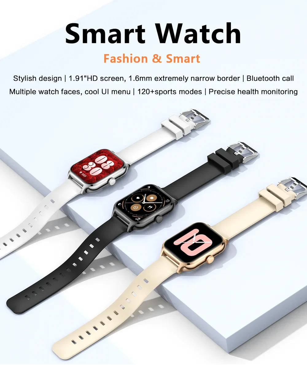 2025 Smart Watch Women 2.01" Full Touch Screen Heart Rate Tracker Bluetooth Call Waterproof Sport Smartwatch Men for Android IOS