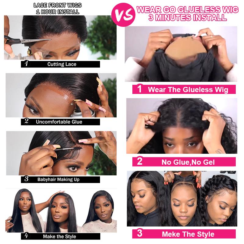 Wear And Go 13x4 Deep Wave Bob Wig For Women Curly Glueless Ready To Go Human Hair Wigs Pre Cut No Lace 200% For Black Woman