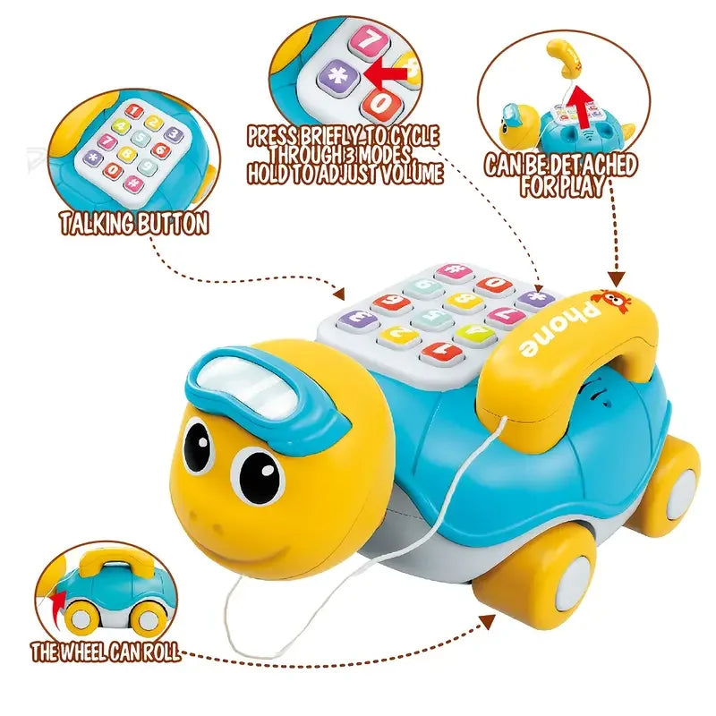 Musical Turtle Crawling baby Toys Interactive Baby Phone Toy with Piano Music Lights Toddlers Early Learning Educational Toys