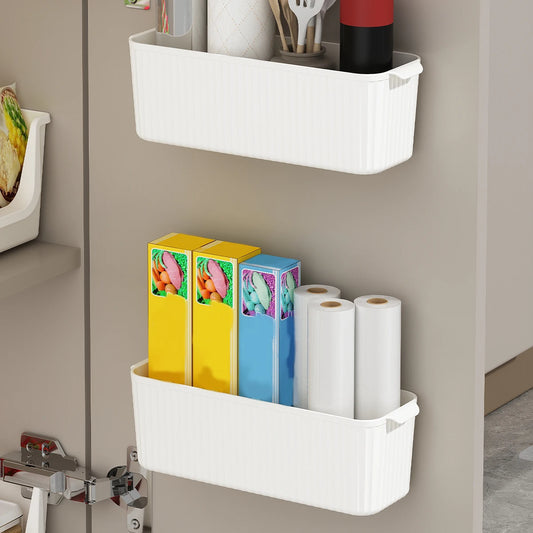 WORTHBUY Wall Mounted Punch Free Self Adhesive Storage Rack Holder Cabinet Door Plastic Organiser Shelf Kitchen Accessories