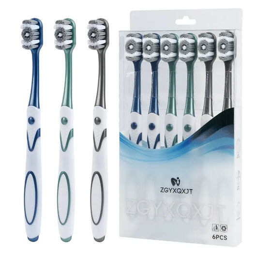 6 Pack Hard bristled toothbrush Set