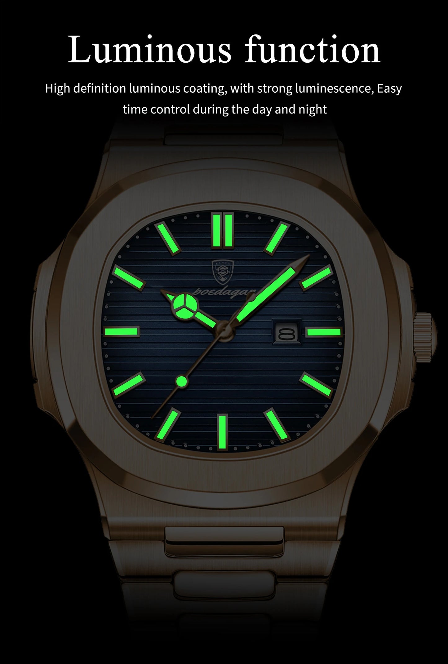 POEDAGAR Fashion Couple Watch Waterproof Luminous Date Stainless Steel Quartz Love Wristwatch Square Watches for Boyfriend Gift