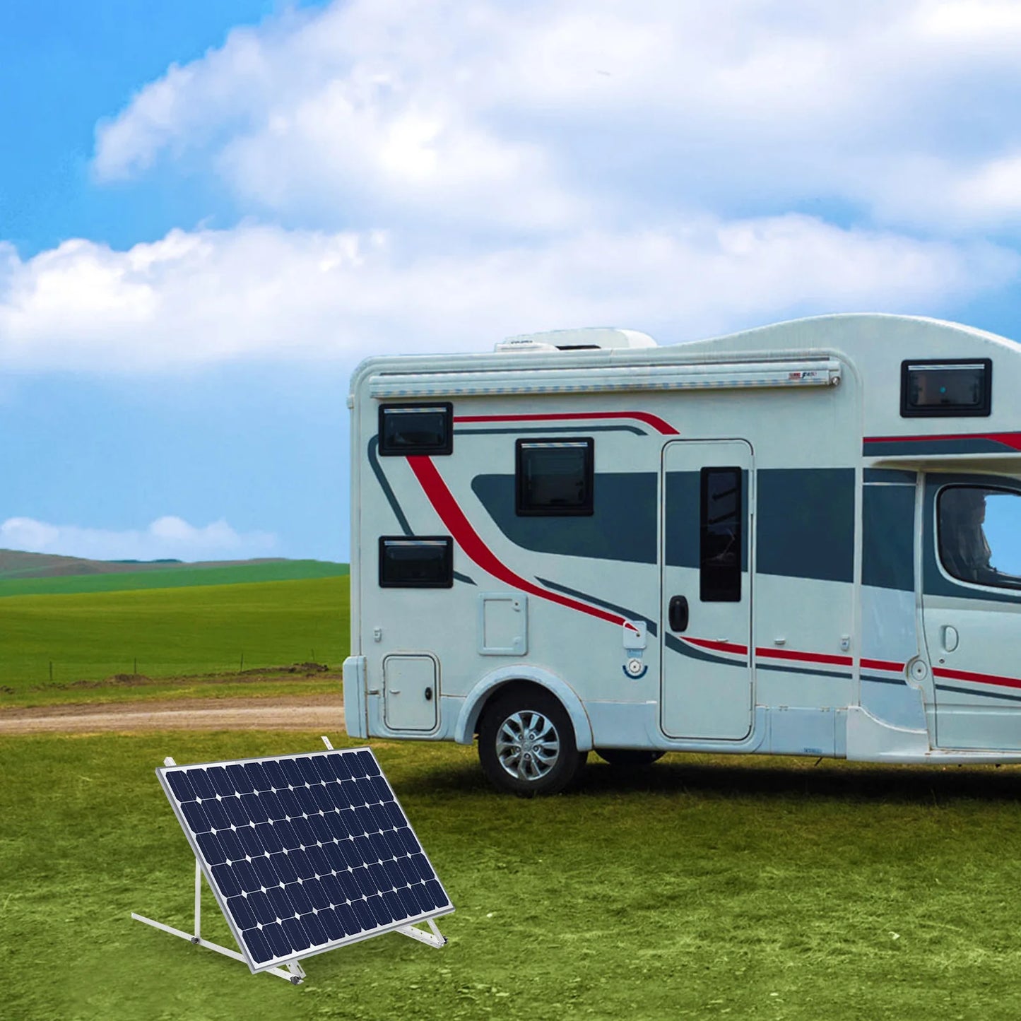 2 Pack 41" Adjustable Solar Panel Racks, Aluminum Alloy Frame, 0-90° Tilt, RV Tilt Mount Brackets for Boat / Roof