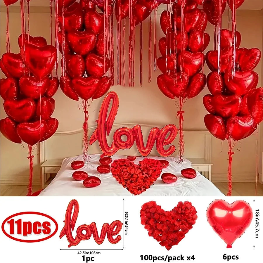 Large 60inch Standing Heart Bear Balloon Valentine's Day Party Decoration Photography Props Room Decoration Foil Balloon