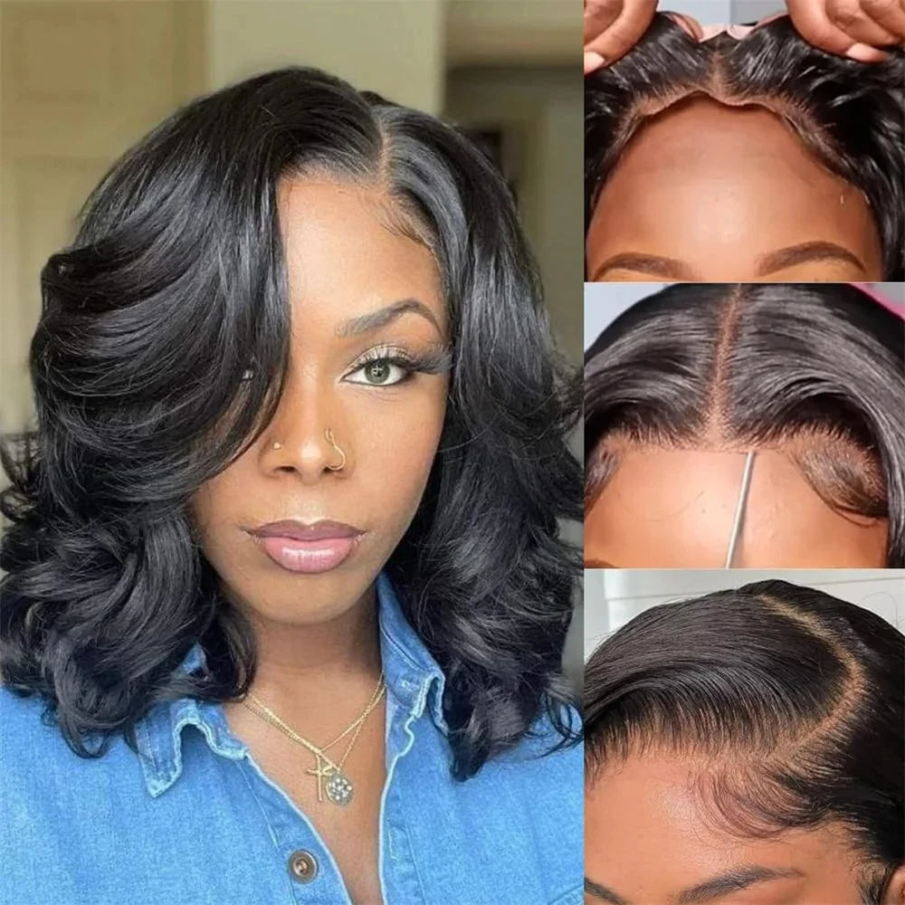 14 Inch Body Wave Wear And Go Glueless Human Hair Wigs Bob Wigs For Women Ready To Go 5x4 Pre Cut Lace Wig Human Hair loose Wave