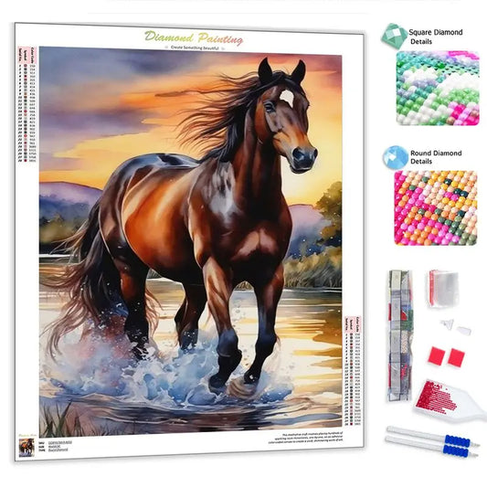 5D Diamond Painting Horse Animals Full Diamond Mosaic Embroidery Cross Stitch Kit Picture Of Rhinestone Home Art Decor Gift