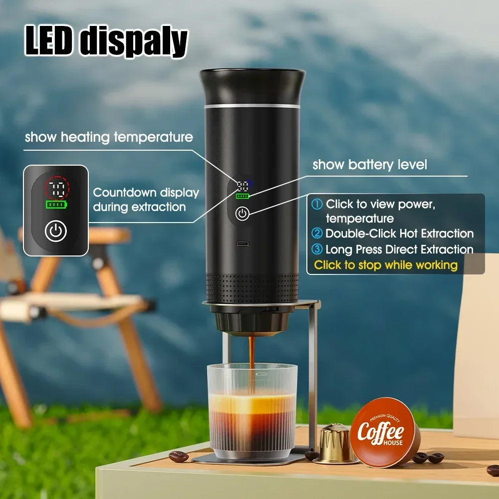 DENOKIN Portable Espresso Coffee Machine With Digital Display 3-in-1 Capsule Coffee Maker