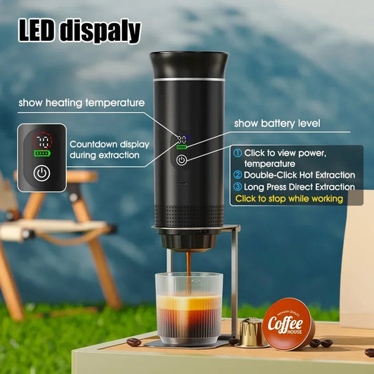 DENOKIN Portable Espresso Coffee Machine With Digital Display 3-in-1 Capsule Coffee Maker