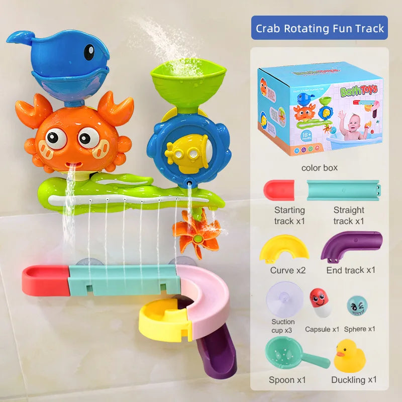 Baby Bathtub Water Play Set Rotating Sprinkler Kids Bath Toys Games for Bath Toddler Bathroom Suction Cup Shower Toys for Infant