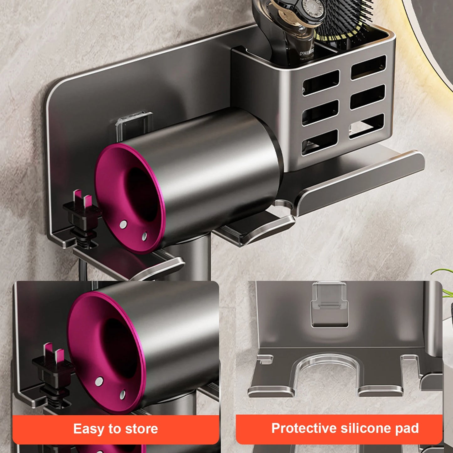 Hair Dryer Holder Wall Dryer Cradle Straightener Stand Hairdryer Organiser Box Toilet Blower Holder Shelf Bathroom Accessories