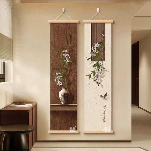 Zen Japanese Wall Hanging Tapestry – Vertical Canvas Art Decor