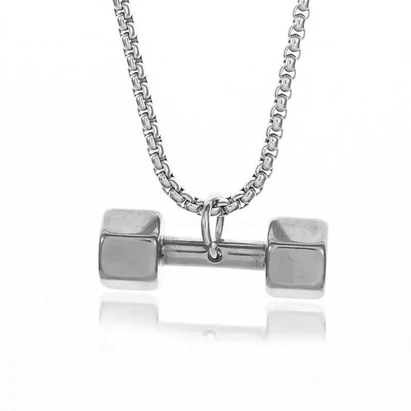 Titanium Steel Dumbbell Necklace