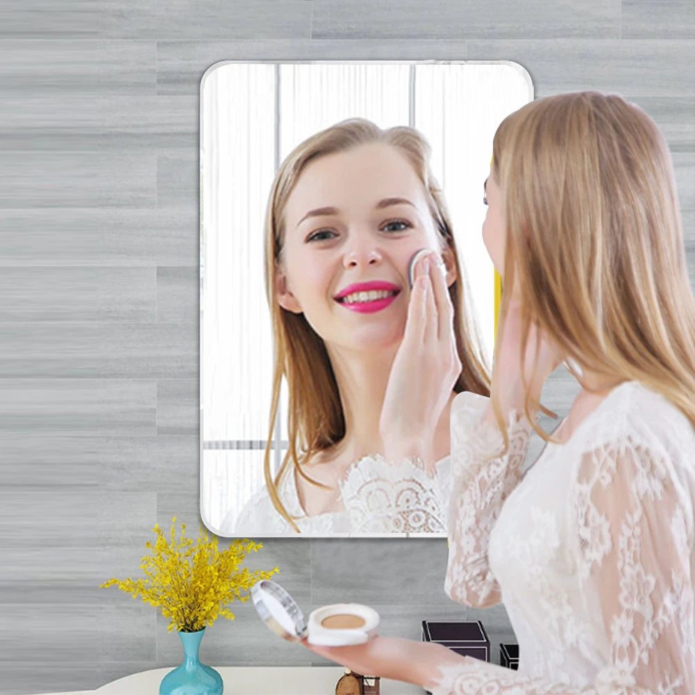 Modern simple frameless rounded corner wall mounted mirror, bathroom makeup mirror, toilet bathroom decorative mirror