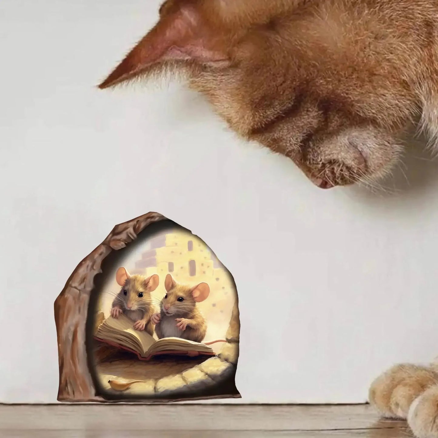 6pcs Different 3D Mouse Hole Wall Stickers for Corner Stairs