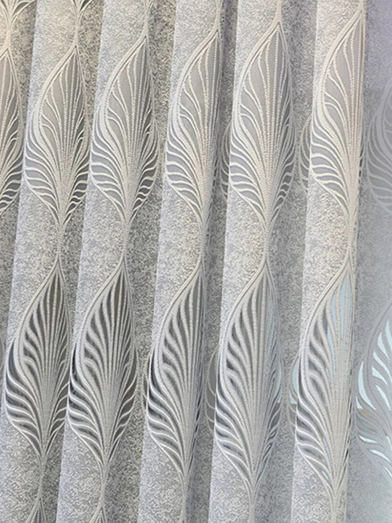 White GREY Embroidered European Style Thickened High-end Curtains for Bedroom Transparent Tulle for Living Room,Grommet Top,