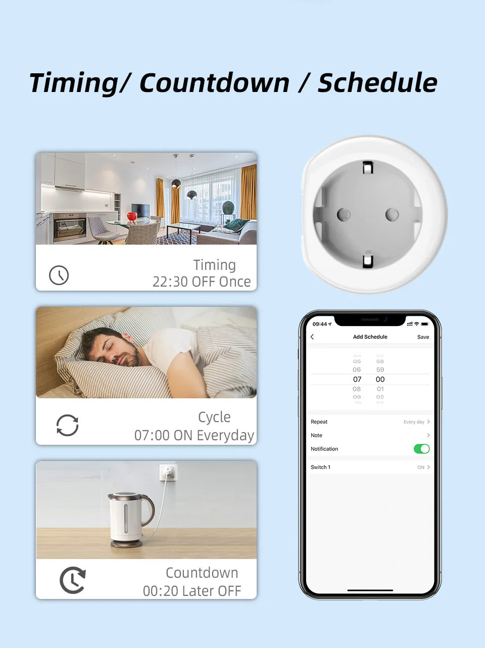 Tuya Smart Wifi Plug 16A/20A EU Outlet 3680W Power Meter Wireless Remote Control Smart Socket Compatiable With Alexa