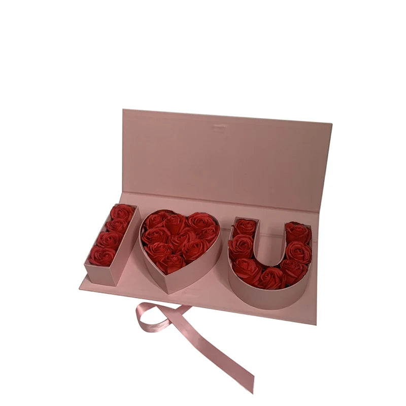 Fillable Letters Empty Flower Gift Box Mother's Valentine's Day Gift Packaging Box I Love You Letter Flower Box Birthday Party
