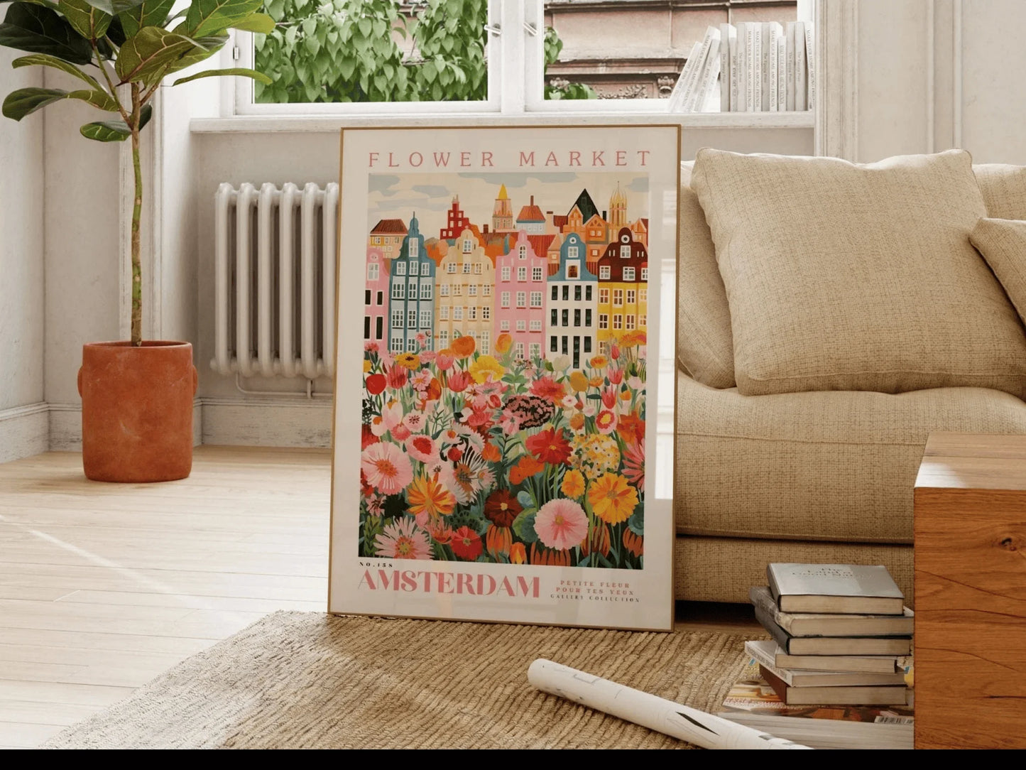 Amsterdam Flower Market Poster, Amsterdam Poster, Flower Market Print, Flower Wall Art, Botanical Poster, Floral Wall Art, Boho