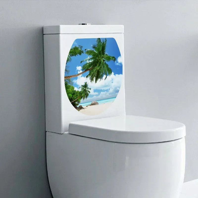 1pc DIY Undersea Animal Pattern Bathroom Decor 3D Toilet Seat Sticker PVC Art Wallpaper Removable Bathroom Decals Toilet Sticker
