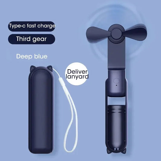 2000mAh Mini Portable Fan USB Rechargeable Handheld Desktop Fan