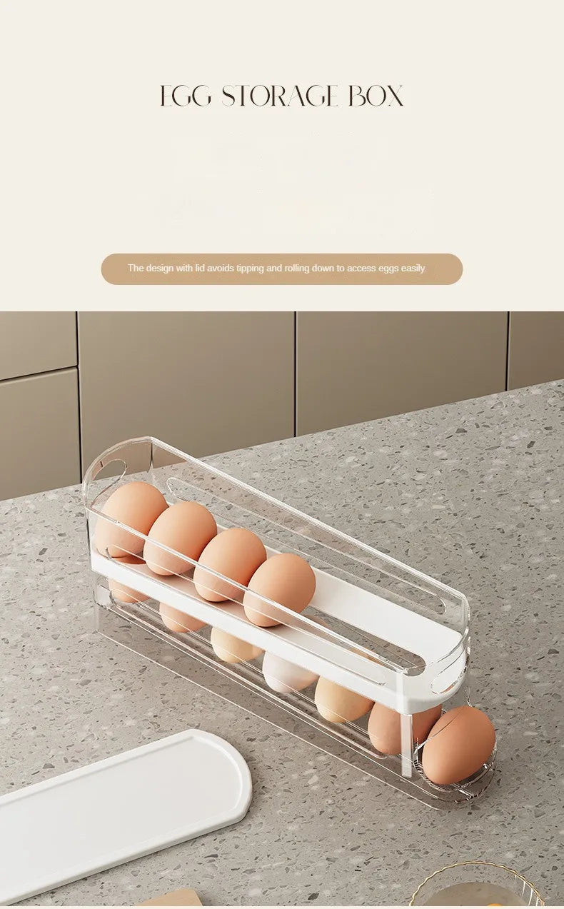 Bilayer Fridge Egg Storage Box Automatic Rolling Eggs Holder Rack Ladder Style Refrigerator Eggs Dispenser Egg Organiser Holder