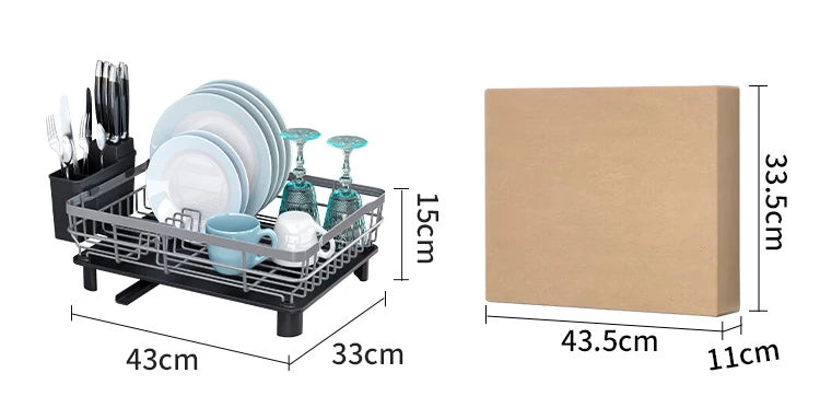 Home Drying Rack Dish Drainer Whth Drainboard Light Duty Blak Countertop Utensil Organiser Kitchen Accessorier Dish Storagerack