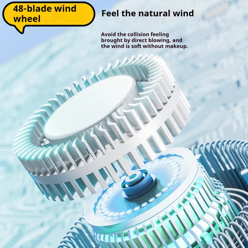 Portable Hanging Bladeless Electric Fan 3 Wind Speed Mini Handheld Fan