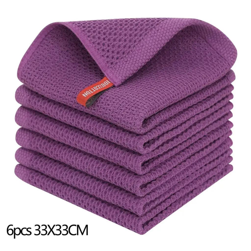 Olanly Kitchen Towel 100% Cotton Dishcloth Waffle Weave Kitchen Cloth Super Absorbent Quick Drying Wash Cloth Home Cleaing Towel