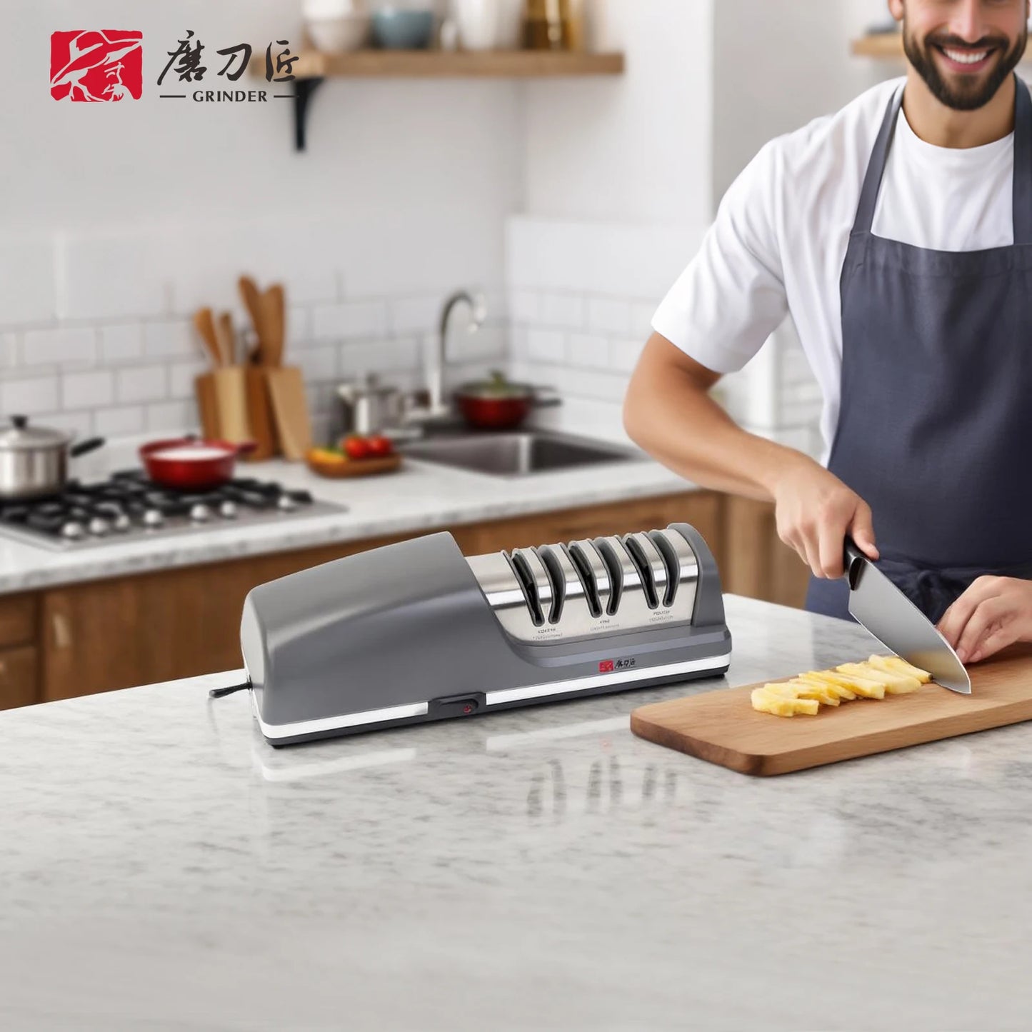 TG2403 Electric Knife Sharpener 15-Degree Bevel Grinding Kitchen Knife Specialized Features sharpening and polishing functions