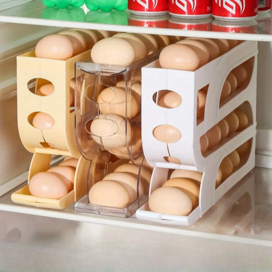 Automatic Egg Dispenser Rolling Egg Tray Organizer, Space Saving Refrigerator Egg Roller,Holds 20/30 Eggs Simultaneously