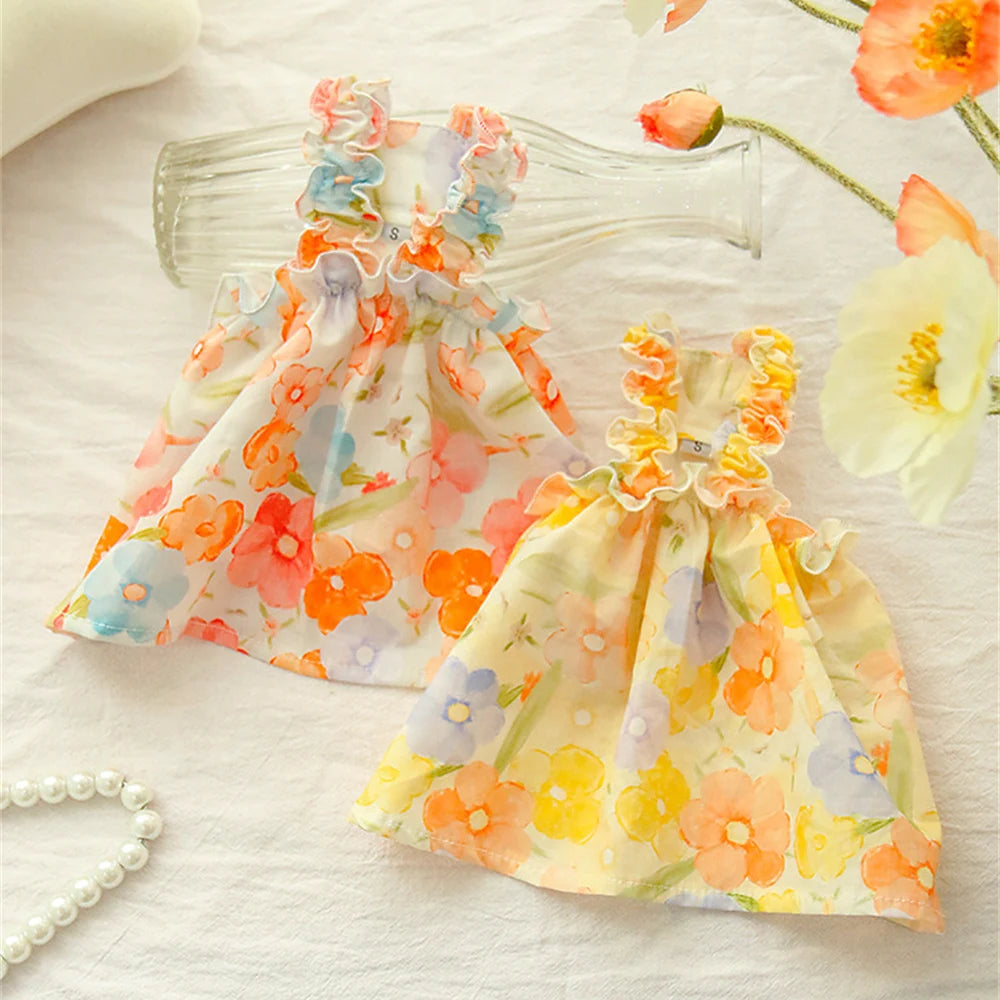 Summer Green Sphynx Cat Suspender Skirt Love Flower Pet Princess Dresses for Cats Gotas Katten Kedi Dog Dress mascotas Clothes