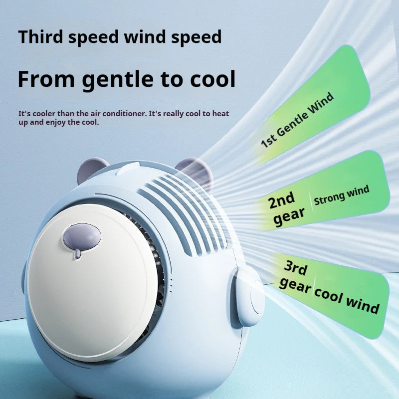 Portable Hanging Bladeless Electric Fan 3 Wind Speed Mini Handheld Fan
