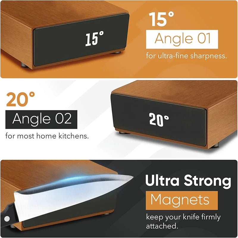Niiruo Rolling Knife Sharpener Kit Double Sided Diamond Sharpening 15/20° Degree Magnetic Angle For Kitchen Knives Whetstone Set