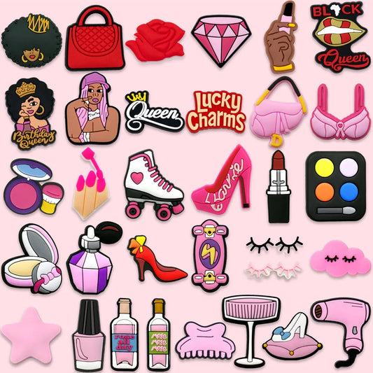 PCS PVC Makeup-Themed Shoe Charm – Lips & Perfume Design for Sandals, Clogs, and Accessories, Gift for Women & Girls