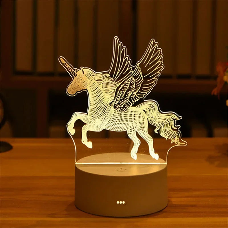 USB Operated 3D Acrylic LED Night Light Festival Birthday Kids Gifts Bedroom Bedside Decor Night Lamp Home Novelty Lighting