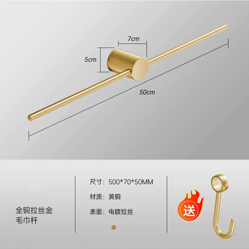 Bathroom Towel Rack Brass Wall-mounted Toilet Space White Bar Storage Rail Shelf Bathroom Hardware Set Accessories Hanger