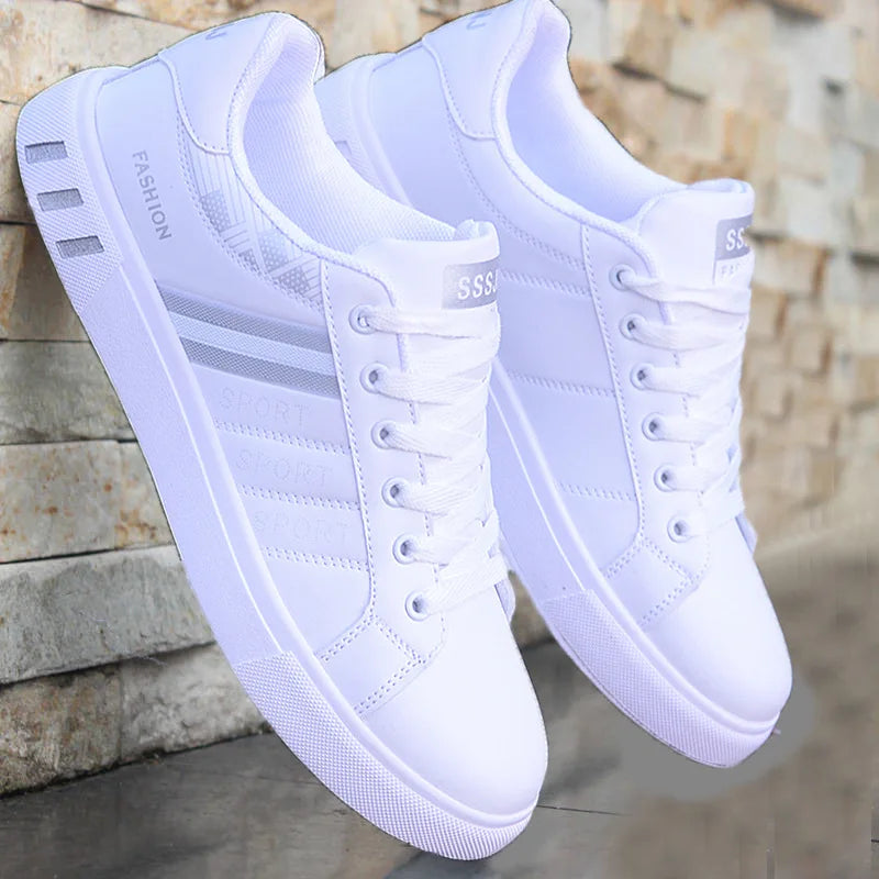 Men's White Casual Trainer Shoes, Outdoor Sport Shoes