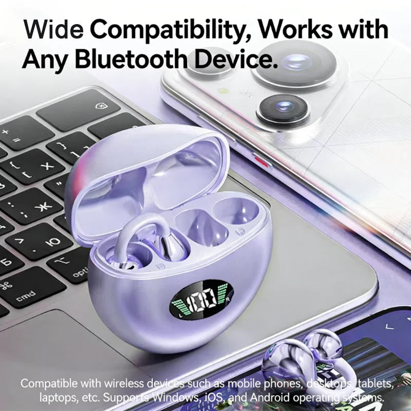 Hot Sale Bluetooth Clip-on Earphones Premium Sound Quality Long Battery Life Perfect for Sports Earbuds Headphones With Mic