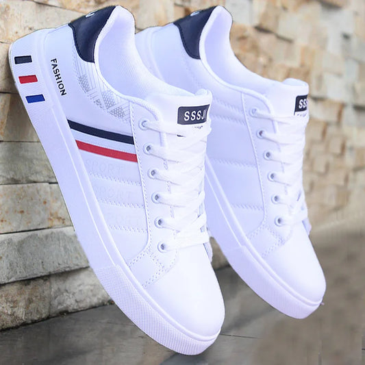 Men's White Casual Trainer Shoes, Outdoor Sport Shoes