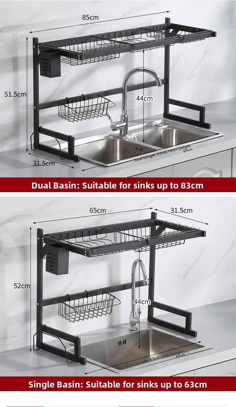 Kitchen Sink Multi-Function Rack Dish Drainer Plate Bowl Storage Shelf Countertop Home Use Organiser Utility Rack Shelf
