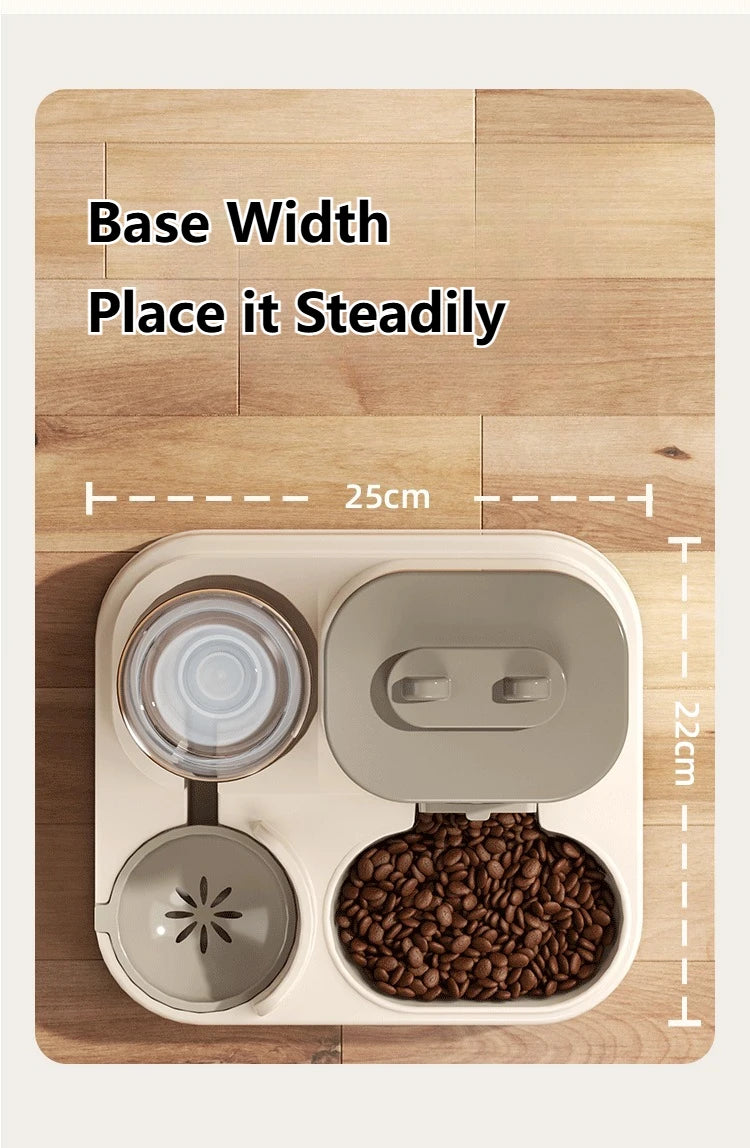 2-in-1 Gravity Pet Feeder and Water Dispenser, Small Dog Cat Food and Water Dispenser, Pet Feeder Water Bowl