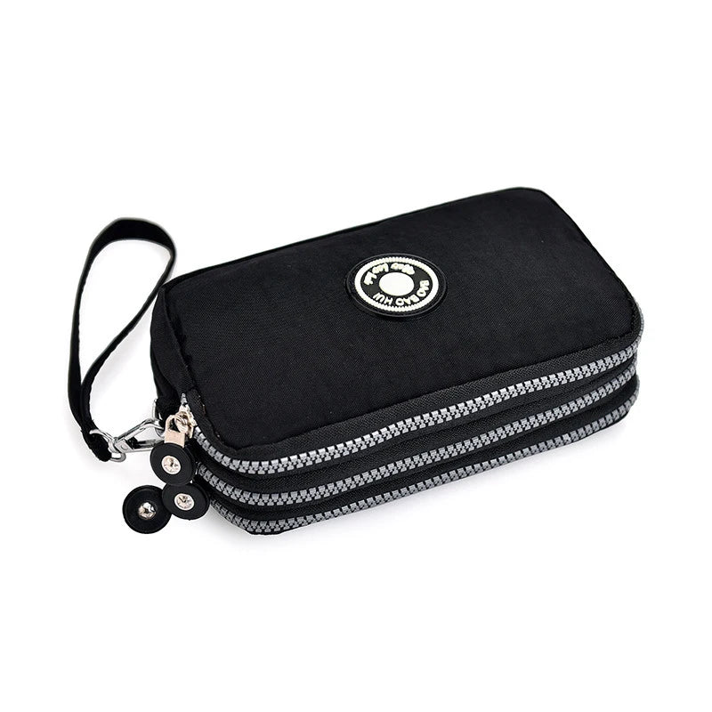 Mini Triple-Zipper Bag – Portable Women’s Wallet, Phone Pouch, Makeup Bag, Coin Purse with Large Capacity