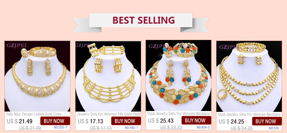 18K Gold Plated Dubai Jewelry Set