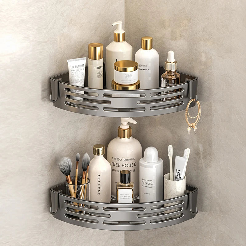 Modern Bathroom Corner Organiser Rack Self Adhesive Shower Shelf For Cosmetics Toiletries Storage Valentines Day Gift Home Decor