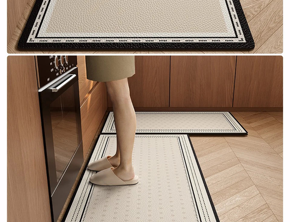 Kitchen Mat Waterproof Non-slip Rugs Leather Carpet Anti-fatigue Pvc Floor Mats Oil-proof Easy To Clean Anti-slip Area Long Rug